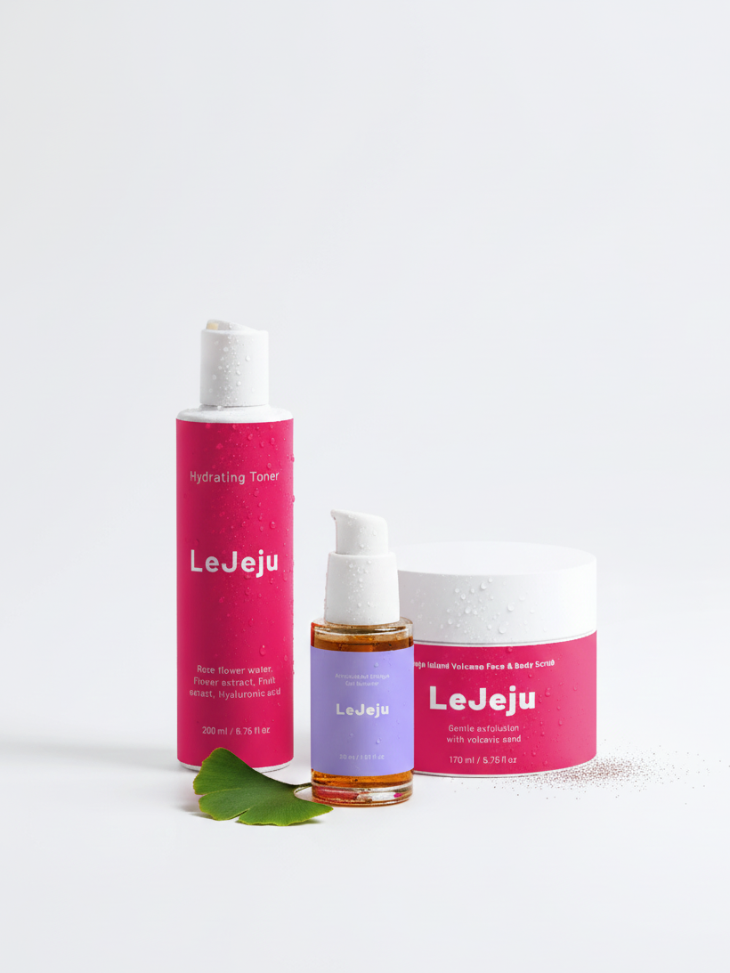 LeJeju Hydrating Toner + Antioxidant Ginkgo Gel Booster + Volcano Face & Body Scrub